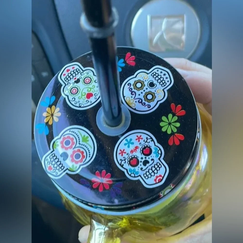 New Red Eco-Friendly Mason Jar 🫙 Skull 💀 Glass splash lavish hydration 16 oz.